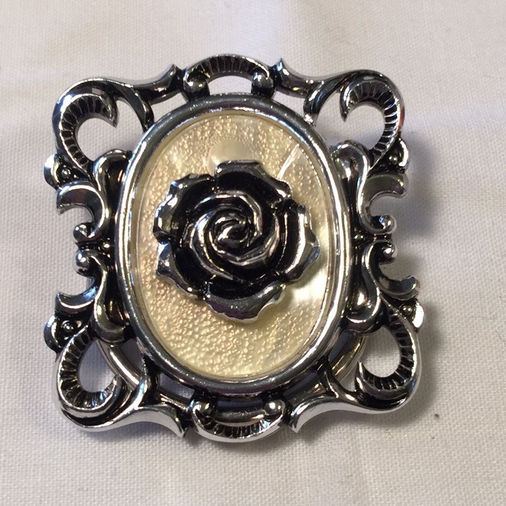 Vintage W. Germany enamel flower scarf clip